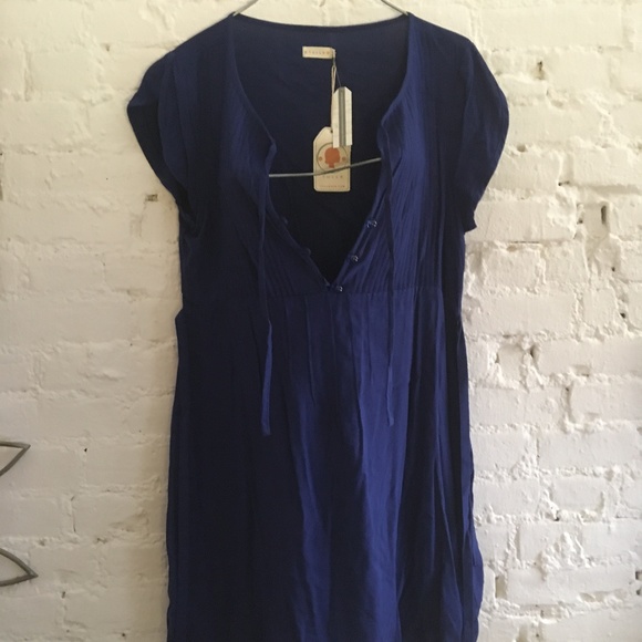 ANTHROPOLOGIE TULLE PIN TUCK DRESS TUNIC ROYAL HTF - Picture 2 of 8